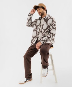 Sur-chemise chaude à motif ethnique homme[MISSING]